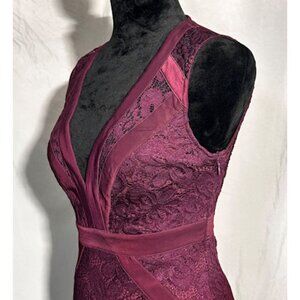 Guess Los Angeles Evening Dress, Wine Purple, Backless, Sexy Lace, Size Small